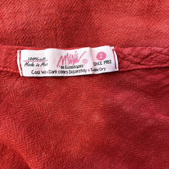 Maria De Guadalajara Red Cold Shoulder Asymmetrical Top Blouse 2 Medium - Picture 8 of 8